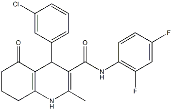 4-(3-chlorophenyl)-N-(2,4-difluorophenyl)-2-methyl-5-oxo-1,4,5,6,7,8-hexahydro-3-quinolinecarboxamide Struktur