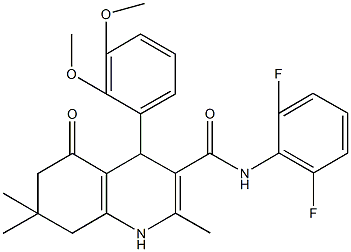 N-(2,6-difluorophenyl)-4-(2,3-dimethoxyphenyl)-2,7,7-trimethyl-5-oxo-1,4,5,6,7,8-hexahydro-3-quinolinecarboxamide Struktur