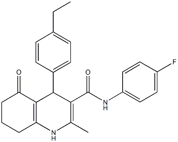 4-(4-ethylphenyl)-N-(4-fluorophenyl)-2-methyl-5-oxo-1,4,5,6,7,8-hexahydro-3-quinolinecarboxamide Struktur