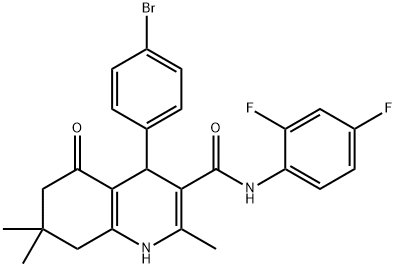 4-(4-bromophenyl)-N-(2,4-difluorophenyl)-2,7,7-trimethyl-5-oxo-1,4,5,6,7,8-hexahydro-3-quinolinecarboxamide Struktur