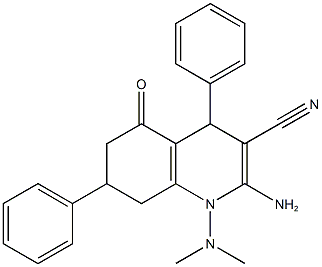 2-amino-1-(dimethylamino)-5-oxo-4,7-diphenyl-1,4,5,6,7,8-hexahydro-3-quinolinecarbonitrile Struktur