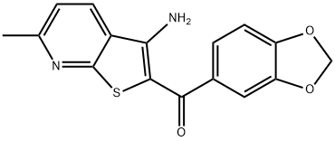 (3-amino-6-methylthieno[2,3-b]pyridin-2-yl)(1,3-benzodioxol-5-yl)methanone Struktur