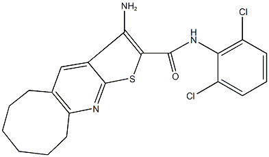 3-amino-N-(2,6-dichlorophenyl)-5,6,7,8,9,10-hexahydrocycloocta[b]thieno[3,2-e]pyridine-2-carboxamide Struktur