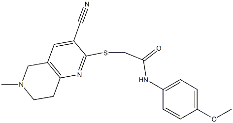 2-[(3-cyano-6-methyl-5,6,7,8-tetrahydro[1,6]naphthyridin-2-yl)sulfanyl]-N-(4-methoxyphenyl)acetamide Struktur