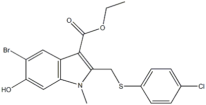 ethyl 5-bromo-2-{[(4-chlorophenyl)sulfanyl]methyl}-6-hydroxy-1-methyl-1H-indole-3-carboxylate Struktur