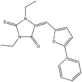 1,3-diethyl-5-[(5-phenyl-2-furyl)methylene]-2-thioxo-4-imidazolidinone Struktur