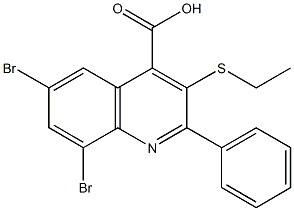 6,8-dibromo-3-(ethylsulfanyl)-2-phenylquinoline-4-carboxylic acid Struktur