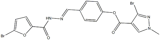 4-[2-(5-bromo-2-furoyl)carbohydrazonoyl]phenyl 3-bromo-1-methyl-1H-pyrazole-4-carboxylate Struktur