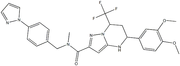 5-(3,4-dimethoxyphenyl)-N-methyl-N-[4-(1H-pyrazol-1-yl)benzyl]-7-(trifluoromethyl)-4,5,6,7-tetrahydropyrazolo[1,5-a]pyrimidine-2-carboxamide Struktur