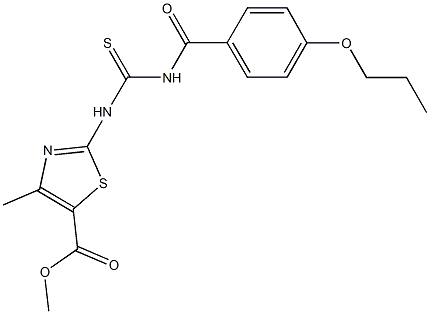 methyl 4-methyl-2-({[(4-propoxybenzoyl)amino]carbothioyl}amino)-1,3-thiazole-5-carboxylate Struktur