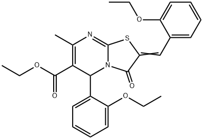 ethyl 2-(2-ethoxybenzylidene)-5-(2-ethoxyphenyl)-7-methyl-3-oxo-2,3-dihydro-5H-[1,3]thiazolo[3,2-a]pyrimidine-6-carboxylate Struktur