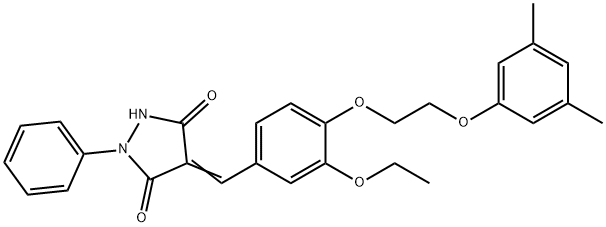 4-{4-[2-(3,5-dimethylphenoxy)ethoxy]-3-ethoxybenzylidene}-1-phenyl-3,5-pyrazolidinedione Struktur