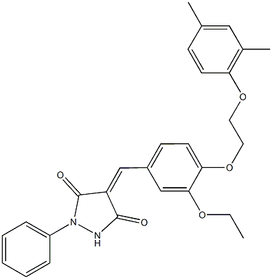 4-{4-[2-(2,4-dimethylphenoxy)ethoxy]-3-ethoxybenzylidene}-1-phenyl-3,5-pyrazolidinedione Struktur