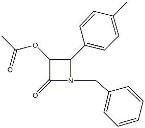 1-benzyl-2-(4-methylphenyl)-4-oxo-3-azetidinyl acetate Struktur