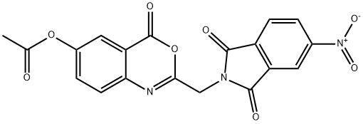 2-({5-nitro-1,3-dioxo-1,3-dihydro-2H-isoindol-2-yl}methyl)-4-oxo-4H-3,1-benzoxazin-6-yl acetate Struktur