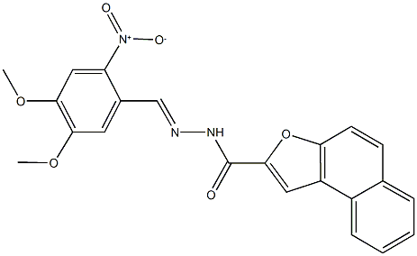 N'-{2-nitro-4,5-dimethoxybenzylidene}naphtho[2,1-b]furan-2-carbohydrazide Struktur