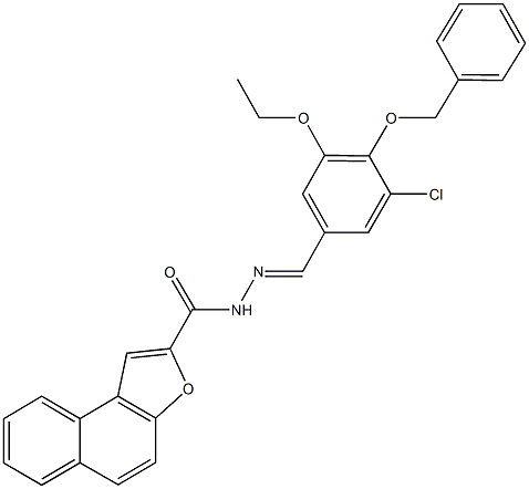 N'-[4-(benzyloxy)-3-chloro-5-ethoxybenzylidene]naphtho[2,1-b]furan-2-carbohydrazide Struktur