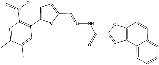 N'-[(5-{2-nitro-4,5-dimethylphenyl}-2-furyl)methylene]naphtho[2,1-b]furan-2-carbohydrazide Struktur