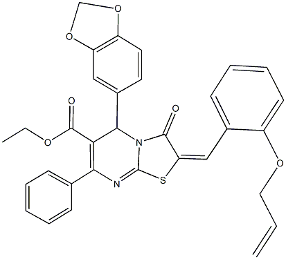 ethyl 2-[2-(allyloxy)benzylidene]-5-(1,3-benzodioxol-5-yl)-3-oxo-7-phenyl-2,3-dihydro-5H-[1,3]thiazolo[3,2-a]pyrimidine-6-carboxylate Struktur