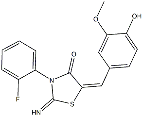 3-(2-fluorophenyl)-5-(4-hydroxy-3-methoxybenzylidene)-2-imino-1,3-thiazolidin-4-one Struktur