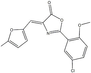 2-(5-chloro-2-methoxyphenyl)-4-[(5-methyl-2-furyl)methylene]-1,3-oxazol-5(4H)-one Struktur