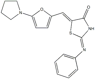 2-(phenylimino)-5-{[5-(1-pyrrolidinyl)-2-furyl]methylene}-1,3-thiazolidin-4-one Struktur