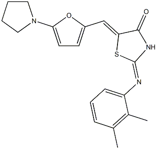 2-[(2,3-dimethylphenyl)imino]-5-{[5-(1-pyrrolidinyl)-2-furyl]methylene}-1,3-thiazolidin-4-one Struktur