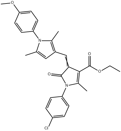 ethyl 1-(4-chlorophenyl)-4-{[1-(4-methoxyphenyl)-2,5-dimethyl-1H-pyrrol-3-yl]methylene}-2-methyl-5-oxo-4,5-dihydro-1H-pyrrole-3-carboxylate Struktur