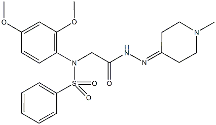 N-(2,4-dimethoxyphenyl)-N-{2-[2-(1-methylpiperidin-4-ylidene)hydrazino]-2-oxoethyl}benzenesulfonamide Struktur