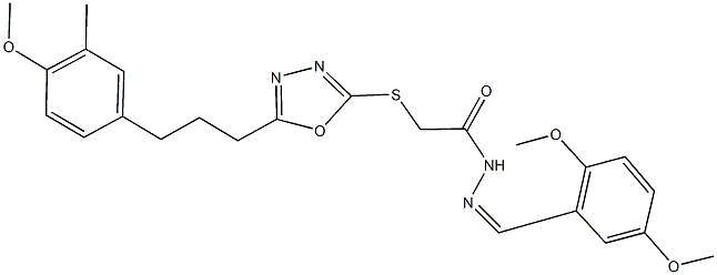 N'-(2,5-dimethoxybenzylidene)-2-({5-[3-(4-methoxy-3-methylphenyl)propyl]-1,3,4-oxadiazol-2-yl}sulfanyl)acetohydrazide Struktur