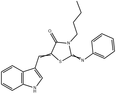 3-butyl-5-(1H-indol-3-ylmethylene)-2-(phenylimino)-1,3-thiazolidin-4-one Struktur