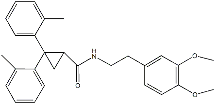 N-[2-(3,4-dimethoxyphenyl)ethyl]-2,2-bis(2-methylphenyl)cyclopropanecarboxamide Struktur