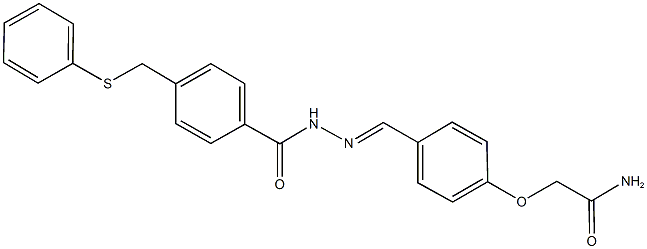 2-[4-(2-{4-[(phenylsulfanyl)methyl]benzoyl}carbohydrazonoyl)phenoxy]acetamide Struktur