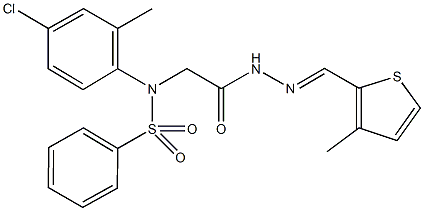 N-(4-chloro-2-methylphenyl)-N-(2-{2-[(3-methyl-2-thienyl)methylene]hydrazino}-2-oxoethyl)benzenesulfonamide Struktur