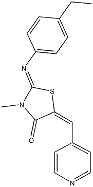 2-[(4-ethylphenyl)imino]-3-methyl-5-(4-pyridinylmethylene)-1,3-thiazolidin-4-one Struktur