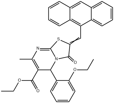 ethyl 2-(9-anthrylmethylene)-5-(2-ethoxyphenyl)-7-methyl-3-oxo-2,3-dihydro-5H-[1,3]thiazolo[3,2-a]pyrimidine-6-carboxylate Struktur