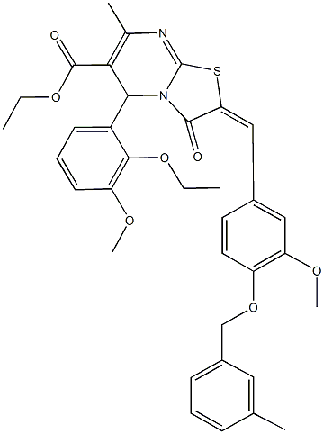 ethyl 5-(2-ethoxy-3-methoxyphenyl)-2-{3-methoxy-4-[(3-methylbenzyl)oxy]benzylidene}-7-methyl-3-oxo-2,3-dihydro-5H-[1,3]thiazolo[3,2-a]pyrimidine-6-carboxylate Struktur