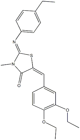 5-(3,4-diethoxybenzylidene)-2-[(4-ethylphenyl)imino]-3-methyl-1,3-thiazolidin-4-one Struktur