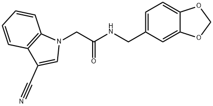 N-(1,3-benzodioxol-5-ylmethyl)-2-(3-cyano-1H-indol-1-yl)acetamide Struktur