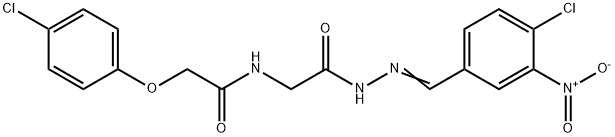 N-[2-(2-{4-chloro-3-nitrobenzylidene}hydrazino)-2-oxoethyl]-2-(4-chlorophenoxy)acetamide Struktur