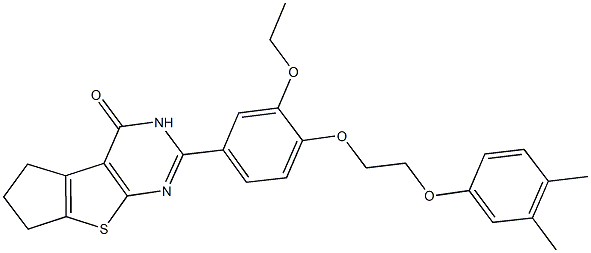 2-{4-[2-(3,4-dimethylphenoxy)ethoxy]-3-ethoxyphenyl}-3,5,6,7-tetrahydro-4H-cyclopenta[4,5]thieno[2,3-d]pyrimidin-4-one Struktur