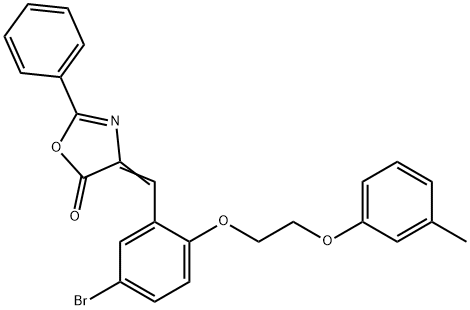 4-{5-bromo-2-[2-(3-methylphenoxy)ethoxy]benzylidene}-2-phenyl-1,3-oxazol-5(4H)-one Struktur