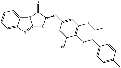 2-{3-bromo-5-ethoxy-4-[(4-methylbenzyl)oxy]benzylidene}[1,3]thiazolo[3,2-a]benzimidazol-3(2H)-one Struktur