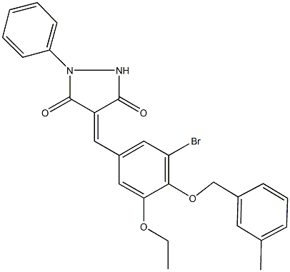 4-{3-bromo-5-ethoxy-4-[(3-methylbenzyl)oxy]benzylidene}-1-phenyl-3,5-pyrazolidinedione Struktur