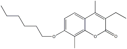 3-ethyl-7-(hexyloxy)-4,8-dimethyl-2H-chromen-2-one Struktur