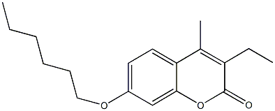 3-ethyl-7-(hexyloxy)-4-methyl-2H-chromen-2-one Struktur