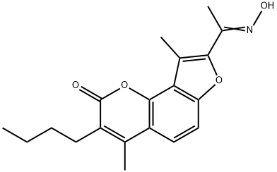 3-butyl-8-(N-hydroxyethanimidoyl)-4,9-dimethyl-2H-furo[2,3-h]chromen-2-one Struktur