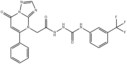 2-[(7-oxo-5-phenyl[1,2,4]triazolo[1,5-a]pyrimidin-4(7H)-yl)acetyl]-N-[3-(trifluoromethyl)phenyl]hydrazinecarboxamide Struktur