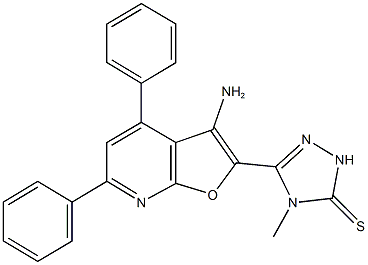 5-(3-amino-4,6-diphenylfuro[2,3-b]pyridin-2-yl)-4-methyl-2,4-dihydro-3H-1,2,4-triazole-3-thione Struktur