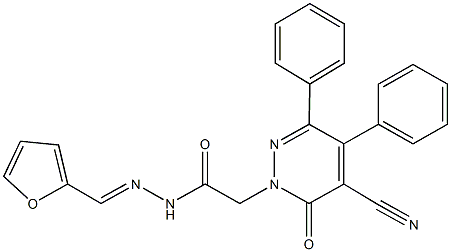 2-(5-cyano-6-oxo-3,4-diphenyl-1(6H)-pyridazinyl)-N'-(2-furylmethylene)acetohydrazide Struktur